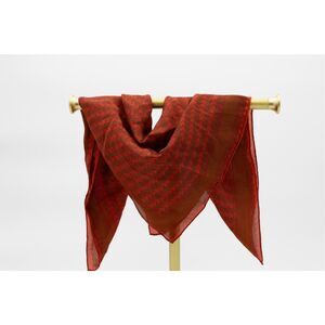 Vintage Anne Klein Silk Pocket Square Scarf Red Brown‎